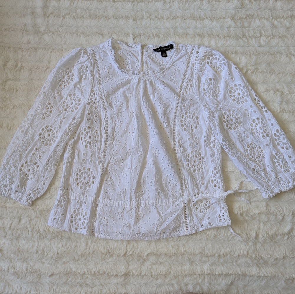 Banana Republic White Ruffled Blouse